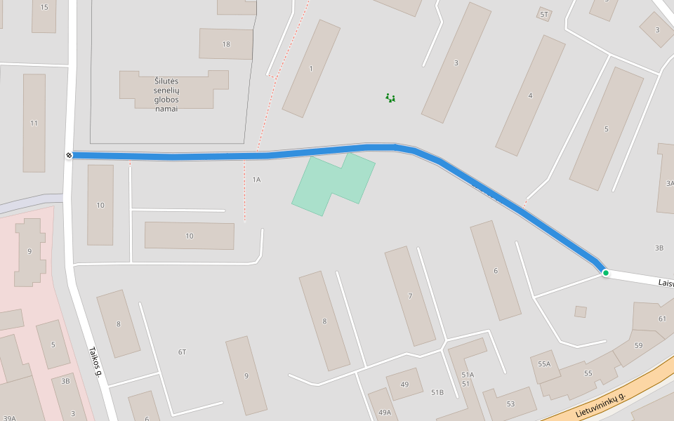 Laisvės al. walking route map in Šilutė