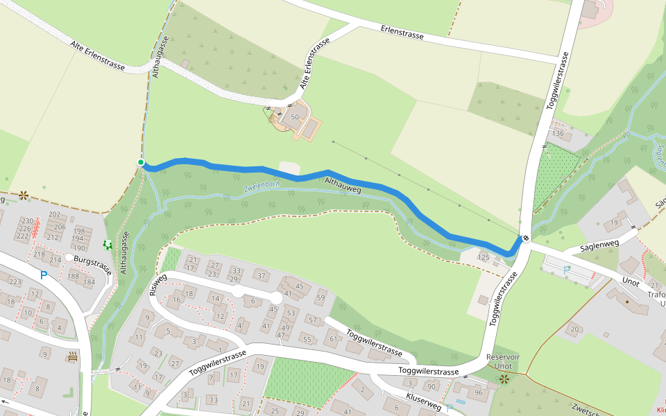 Althauweg walking route map in Meilen
