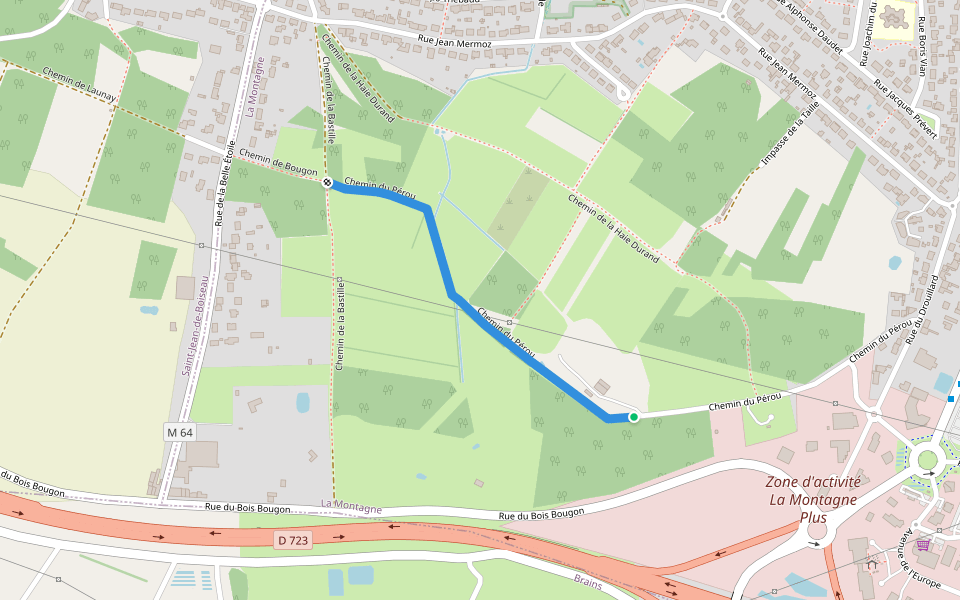Chemin du Pérou walking route map in La Montagne