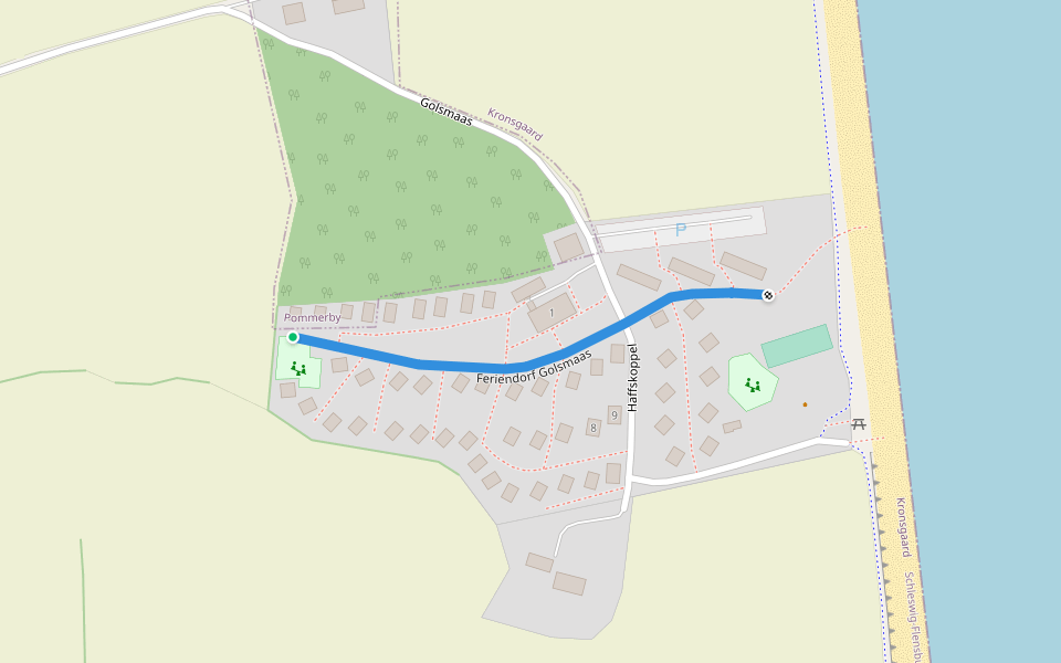 Feriendorf Golsmaas walking route map in Kronsgaard