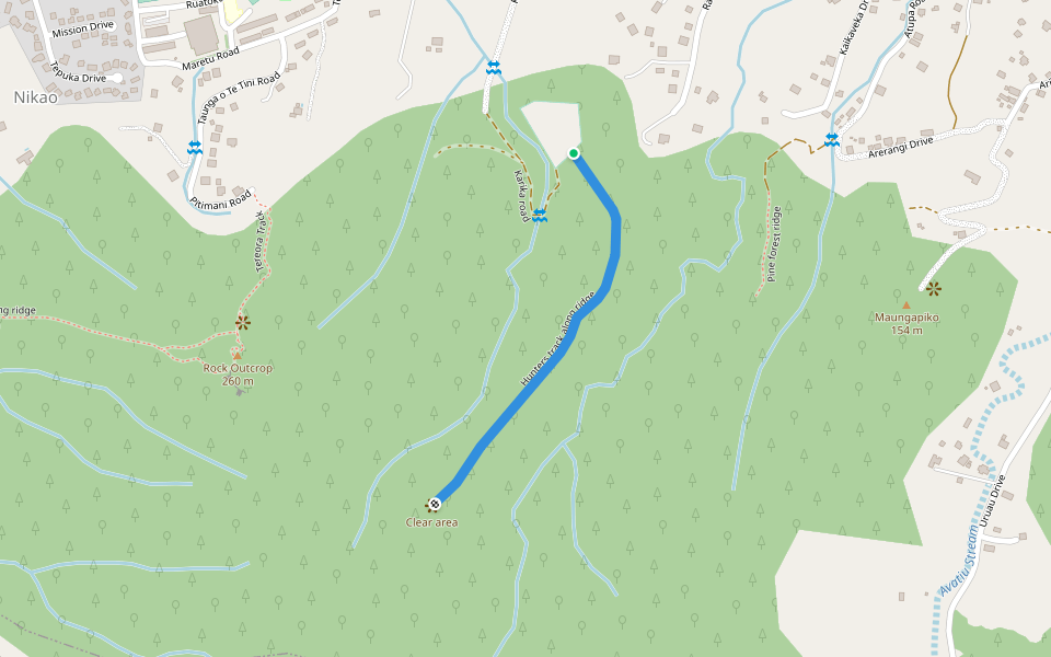 Hunters track along ridge walking route map in Avarua