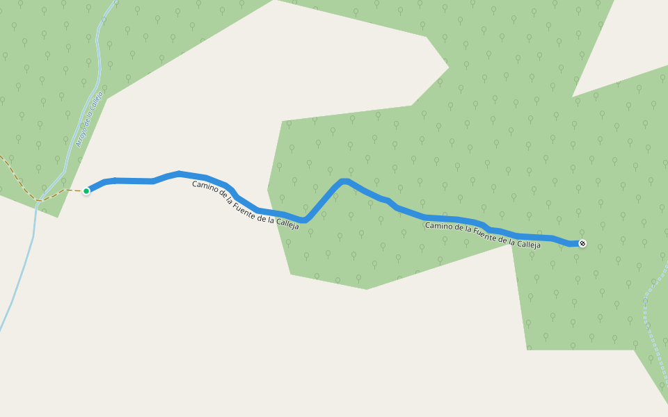 Camino de la Fuente de la Calleja walking route map in El Tiemblo