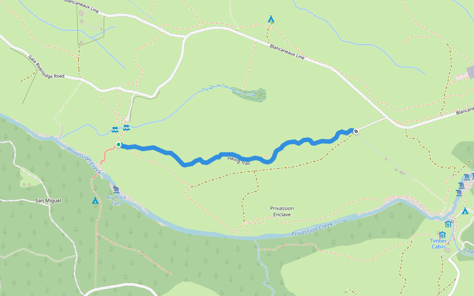 Hiking Trail walking route map in Blancaneaux