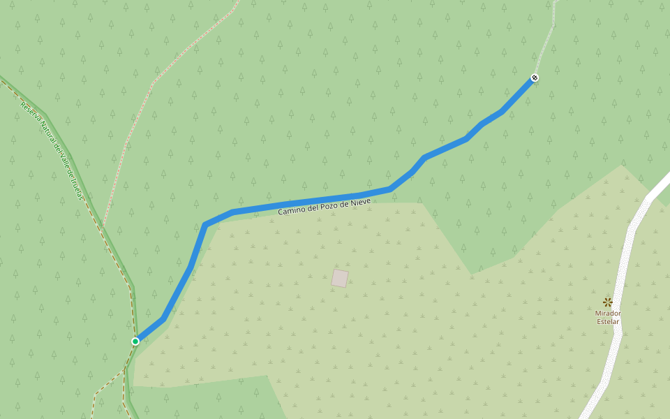 Camino del Pozo de Nieve walking route map in El Tiemblo