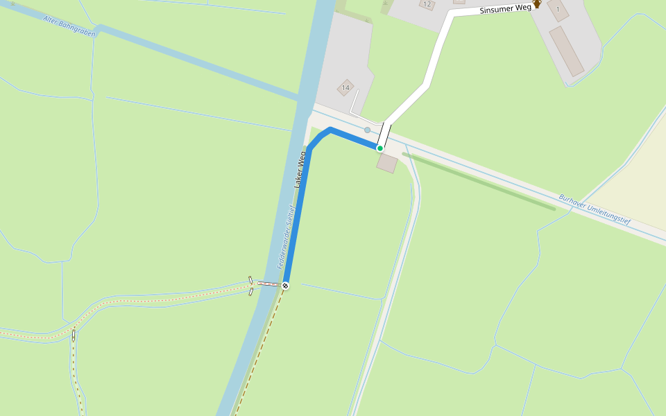 Laker Weg walking route map in Butjadingen