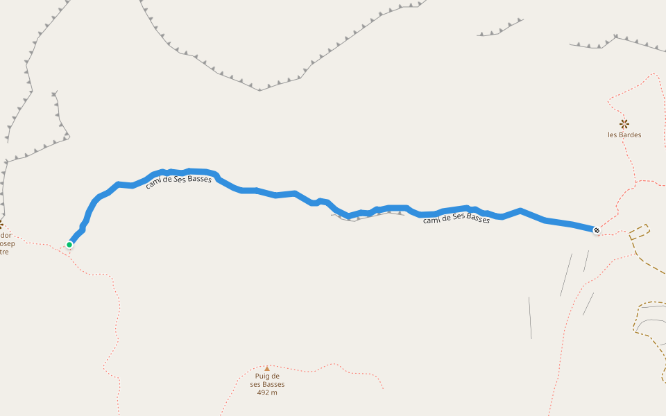 camí de Ses Basses walking route map in Andratx