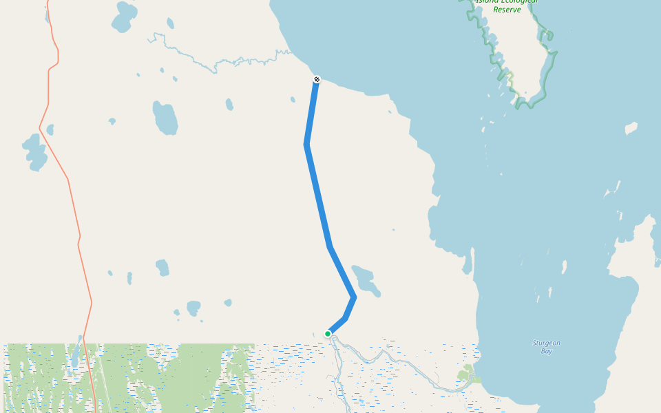 Snoman Trail walking route map in Gimli