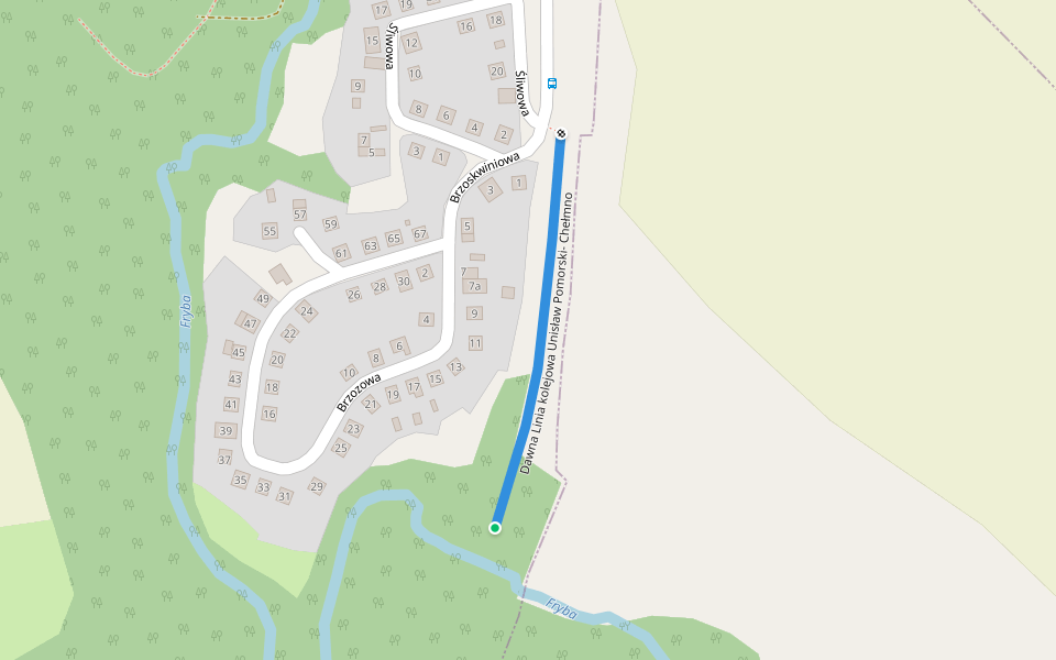 Dawna Linia kolejowa Unisław Pomorski- Chełmno walking route map in Chełmno