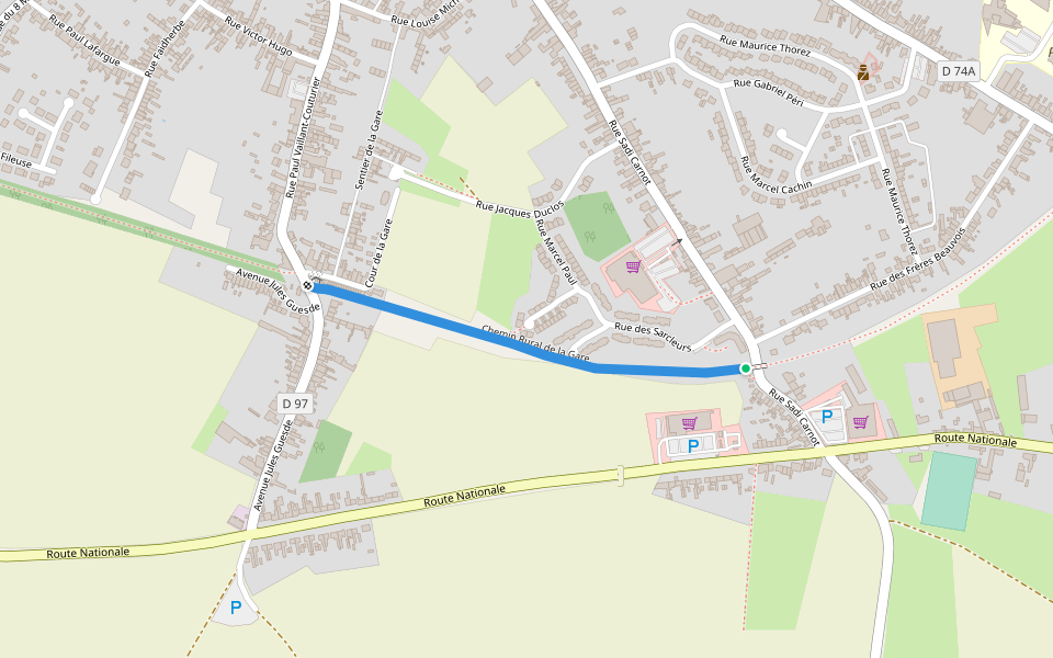 Chemin Rural de la Gare walking route map in Avesnes-les-Aubert