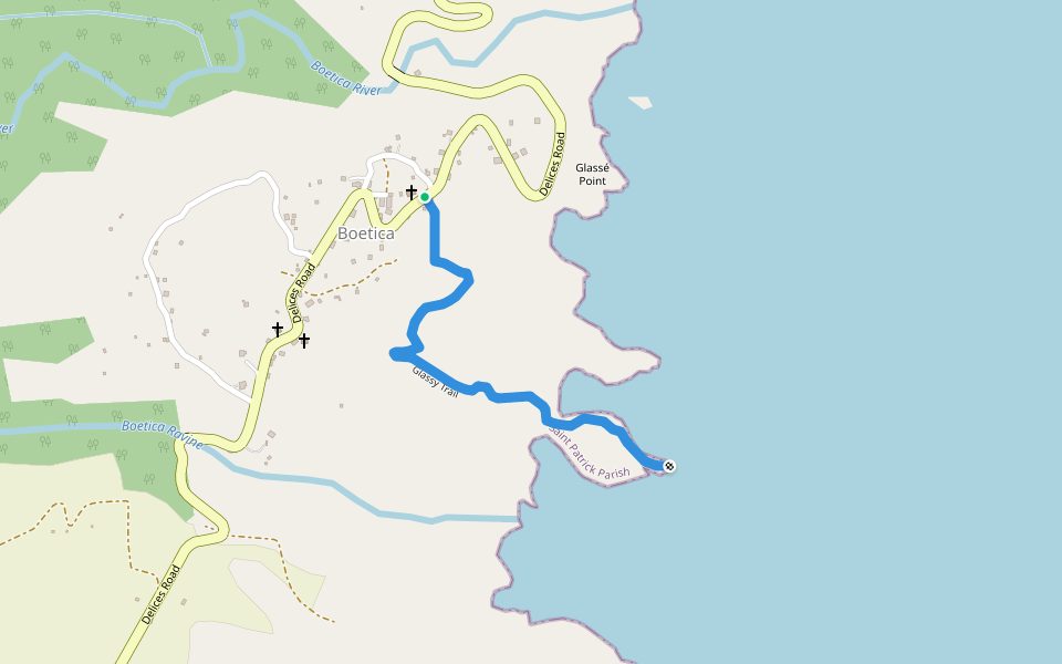 Glassy Trail walking route map in Boetica