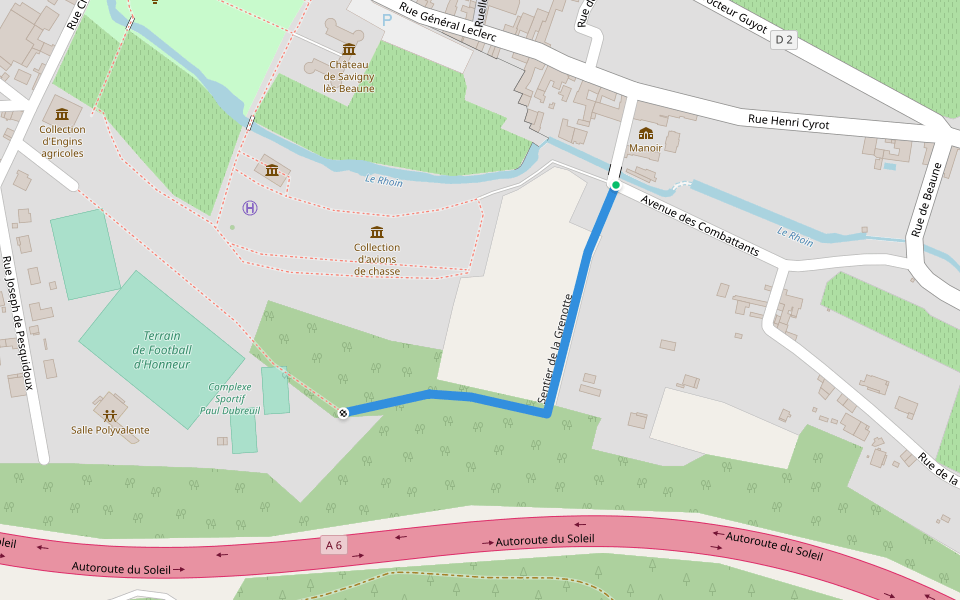 Sentier de la Grenotte walking route map in Savigny-lès-Beaune