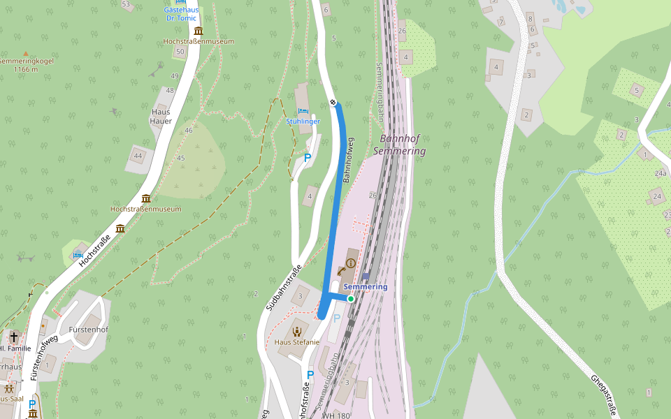 Bahnhofweg walking route map in Semmering-Kurort