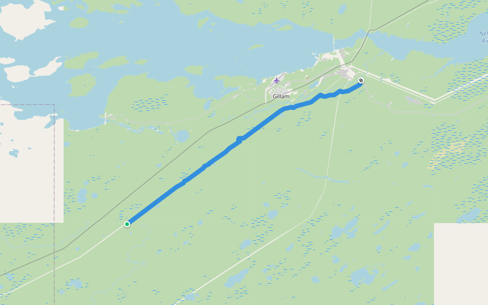 Snoman Trail walking route map in Gillam