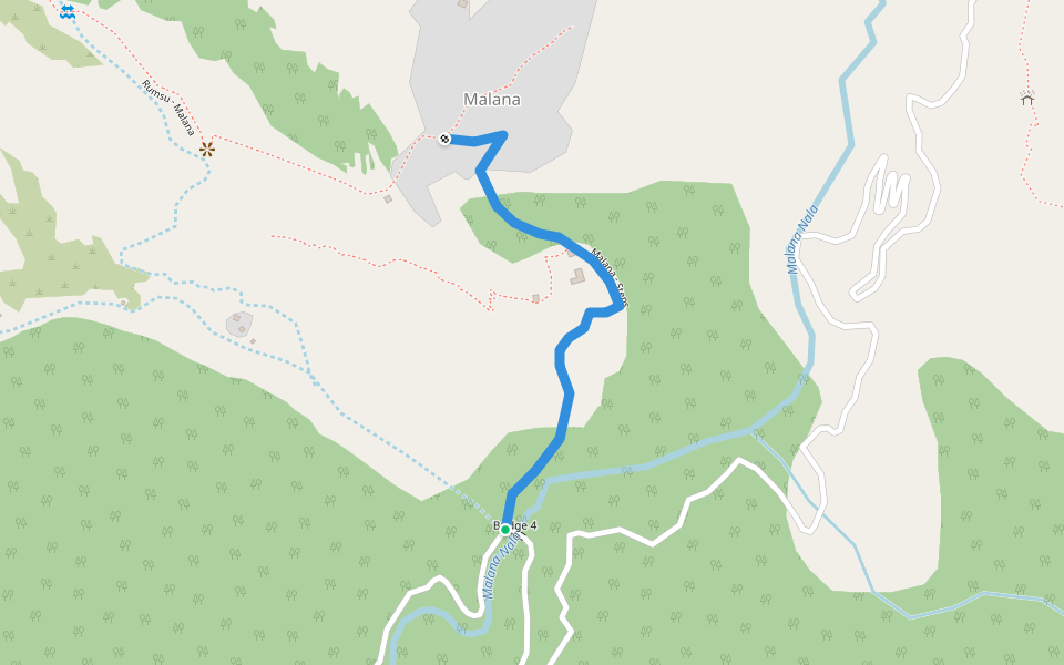 Malana - Steps walking route map in Pini