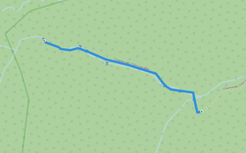 Chemin des Trois Cascades walking route map in Vaitape