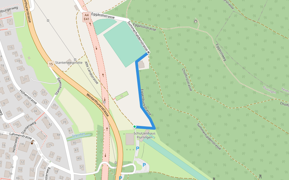 Eggenbuckstrasse walking route map in Flurlingen
