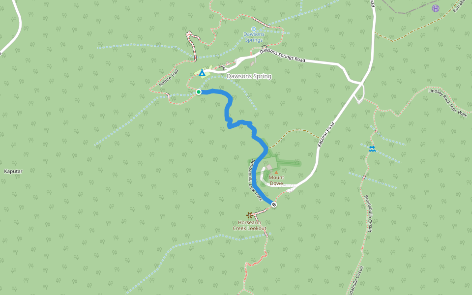 Bundabulla Link Track walking route map in Kaputar