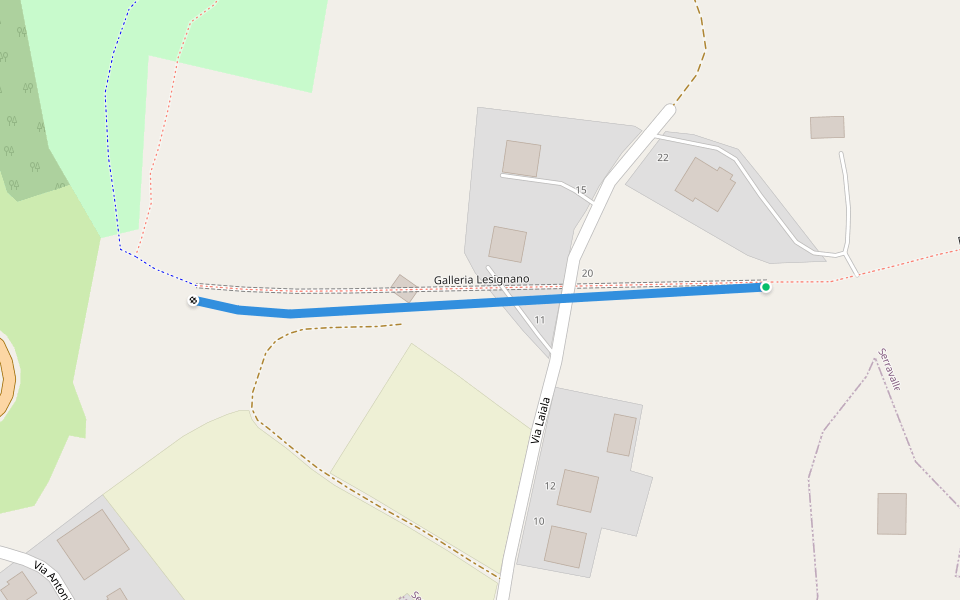 Galleria Lesignano walking route map in Domagnano