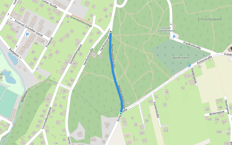 Waldfriedhofstraße walking route map in Enzenreith