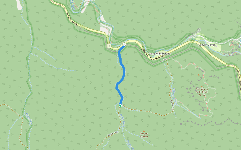 Burbie Canyon Walk walking route map in Warrumbungle