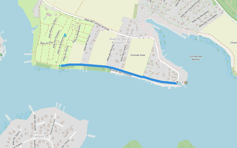 Quartier des Poissons walking route map in Rhodes