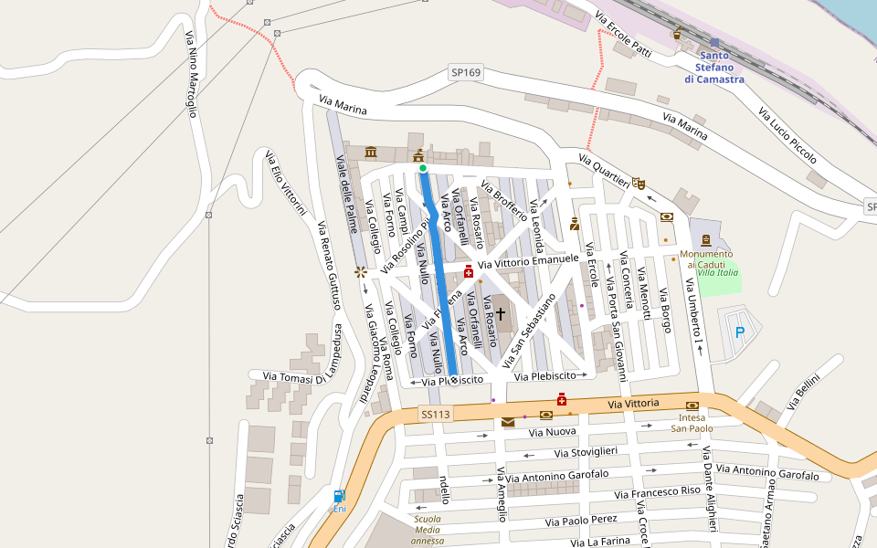 Via Ruota walking route map in Santo Stefano di Camastra