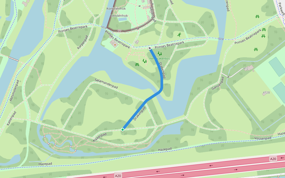 Drakenpad walking route map in Schiedam
