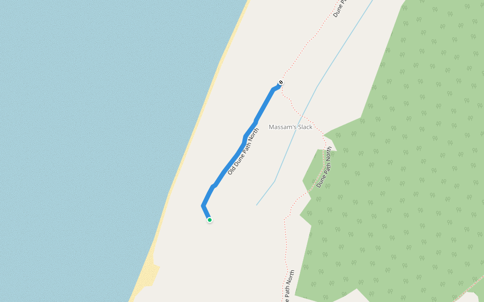 Old Dune Path North walking route map in Formby