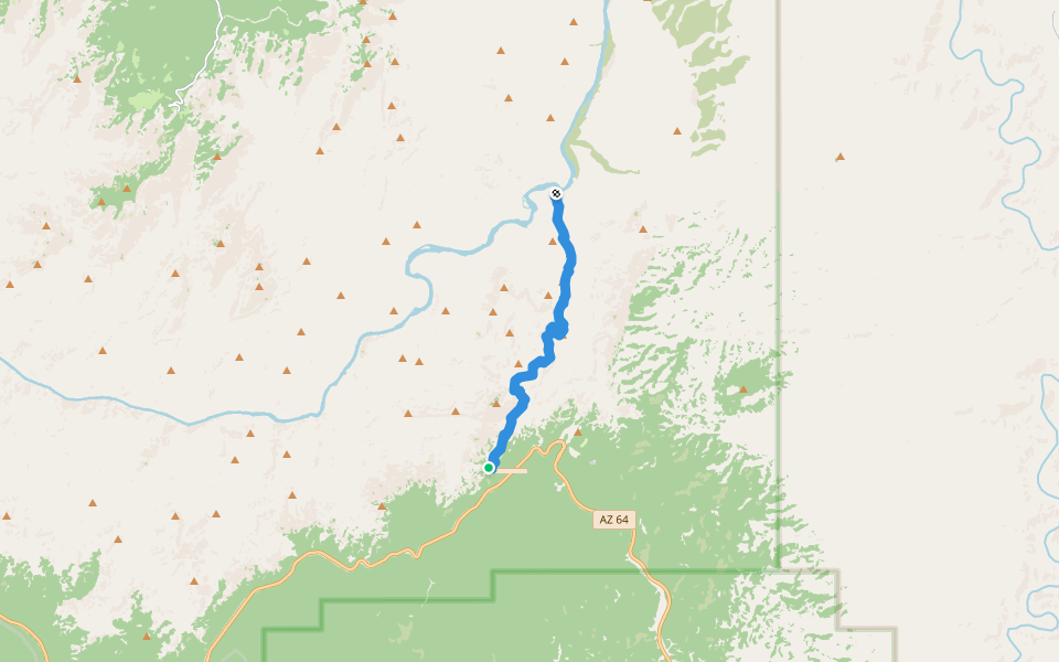 Tanner Trail walking route map in Grand Canyon Village