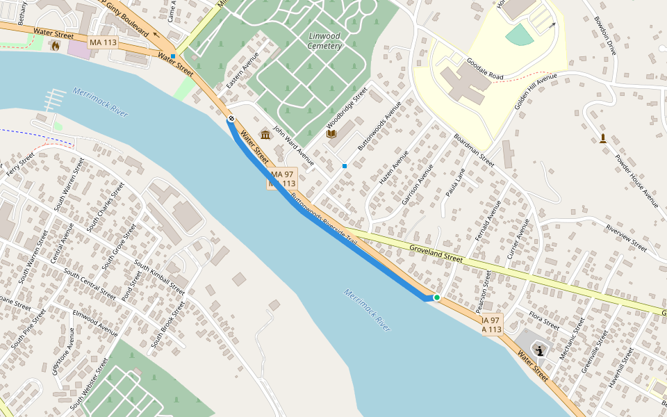 Buttonwoods Riverside Trail walking route map in Haverhill