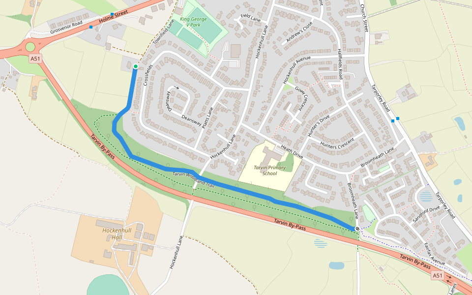 Tarvin Woodland Trail walking route map in Tarvin