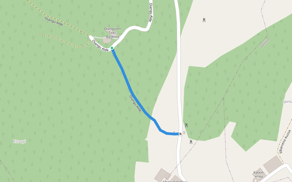 Oiangu Alde walking route map in Ordizia