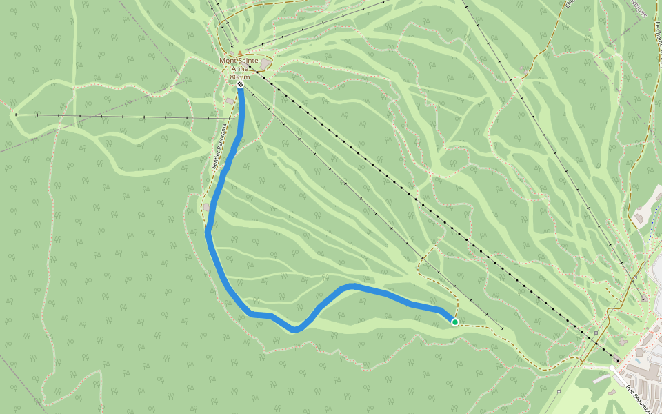 Sentier La Crête walking route map in Beaupré