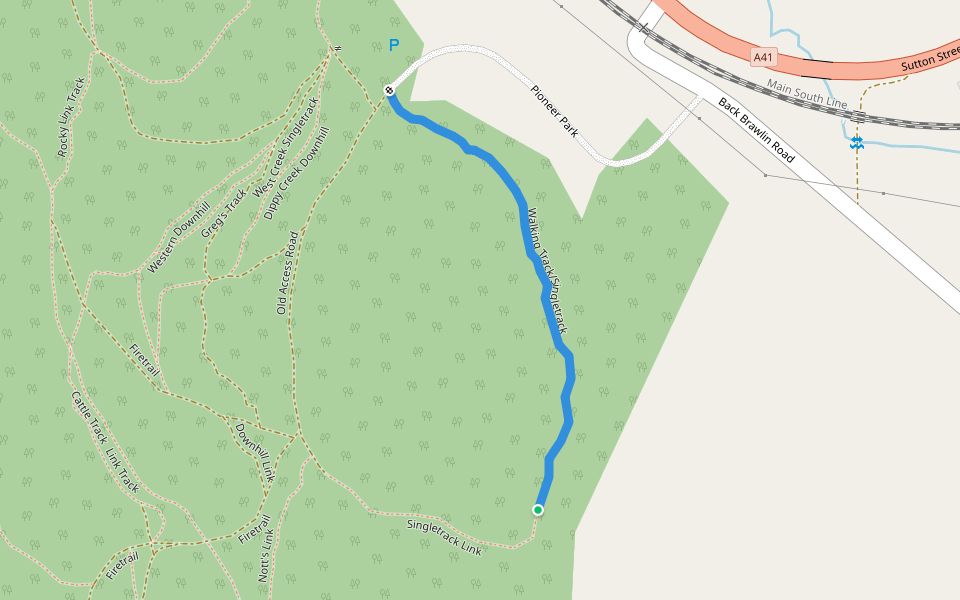Walking Track/Singletrack walking route map in Cootamundra