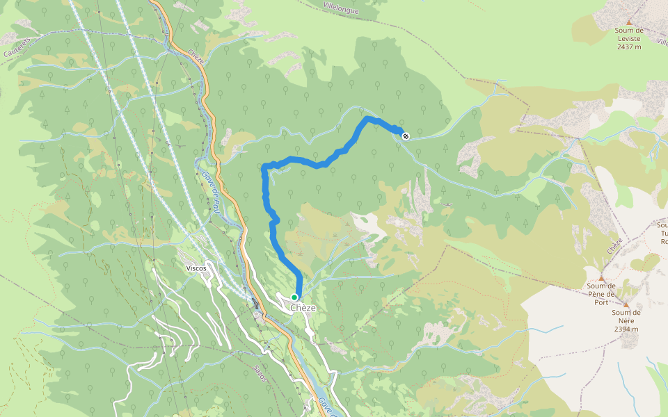 Chemin de Camousset walking route map in Chèze