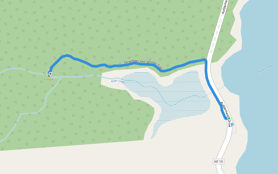 Terwilliger Hot Springs Trail walking route map in Rainbow