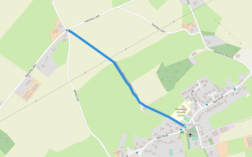 Hampshire Millennium Pilgrim's Trail walking route map in Owslebury