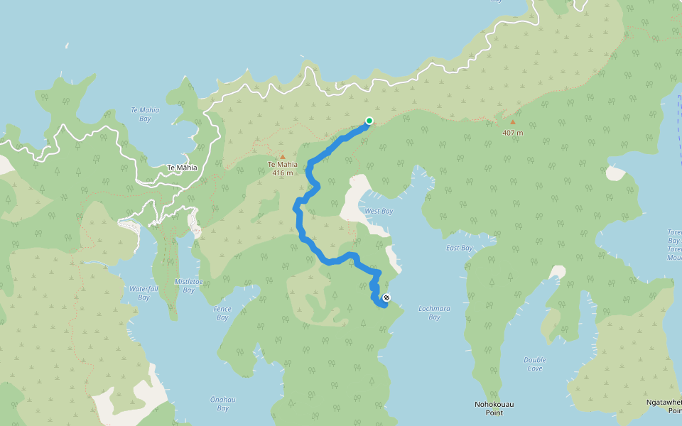 Lochmara Lodge track walking route map in Te Mahia
