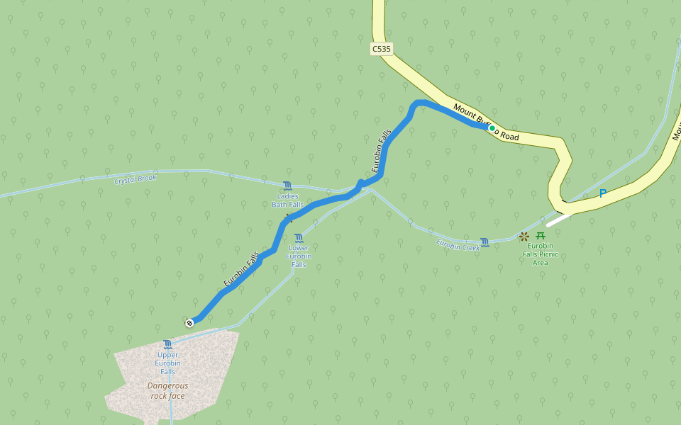 Eurobin Falls walking route map in Mount Buffalo