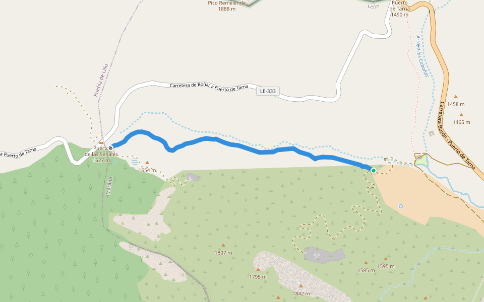 PR-LE 19 Puerto de las Señales walking route map in Maraña