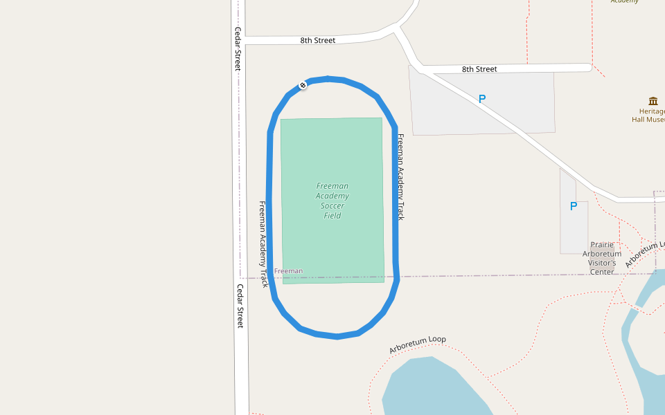 Freeman Academy Track walking route map in Freeman