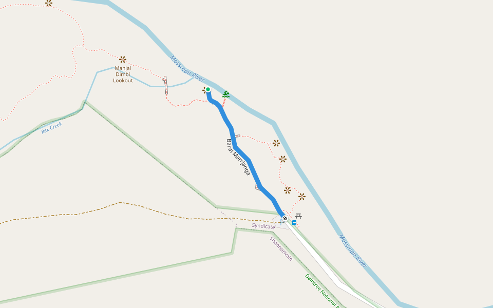 Baral Marrjanga walking route map in Mossman Gorge