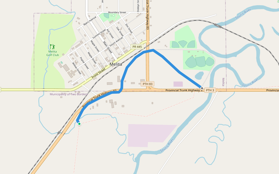 Snoman Trail walking route map in Melita