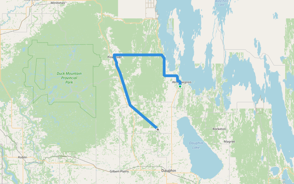 Snoman Trail walking route map in Winnipegosis
