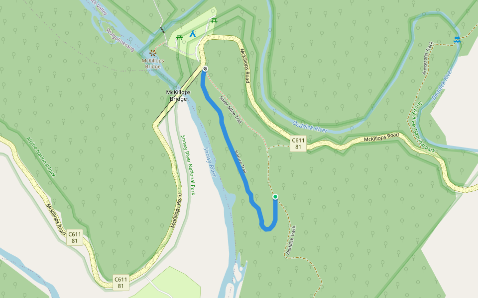 Nature Trail walking route map in Deddick Valley