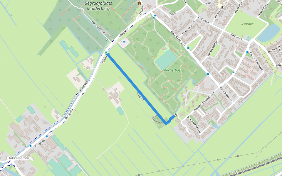 Glaspad walking route map in Muiderberg