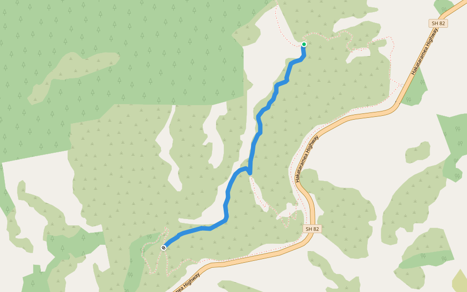 Bellbird Track walking route map in Waimate