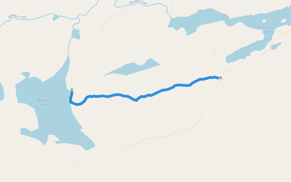 French Louie-Whitney Lake Trail walking route map in Piseco