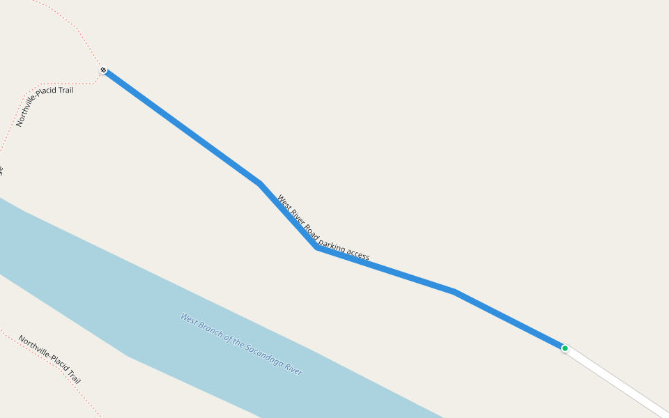 West River Road parking access walking route map in Lake Pleasant