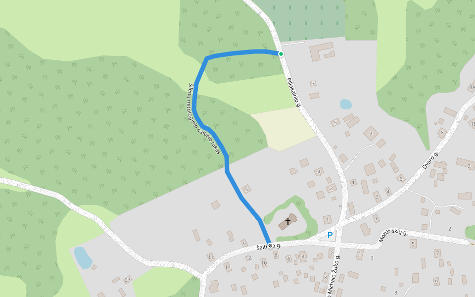 Šilėnų mitologinio šaltinio takas walking route map in Šilėnai